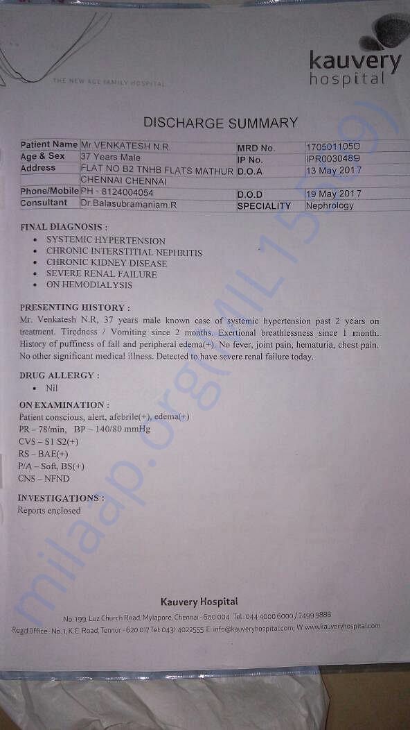 Discharge Summery - Kauvery Hospital