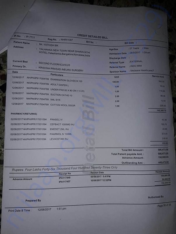Bill as of 11 June 2017. Rs 446473/-