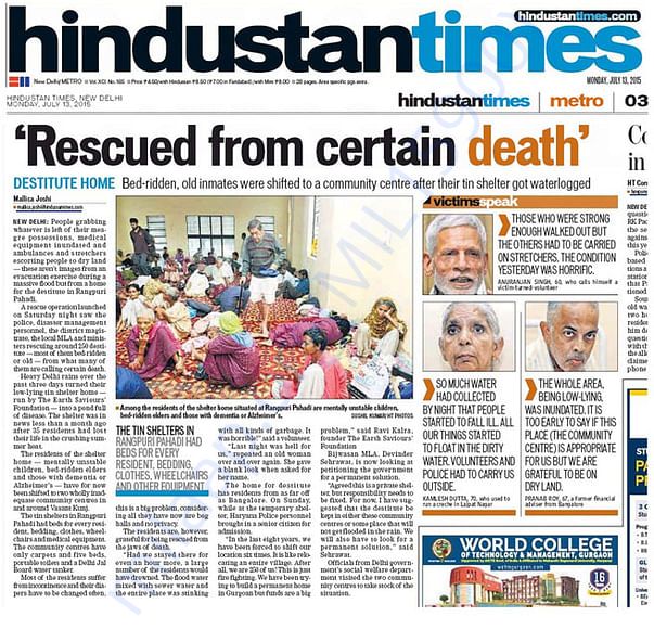 An article from Hindustan Times about the Earth Saviours Foundation