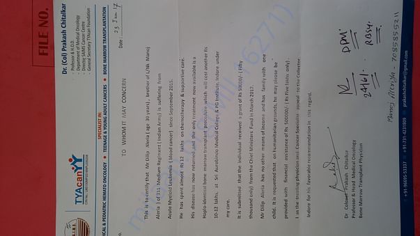 Certificate from doctor