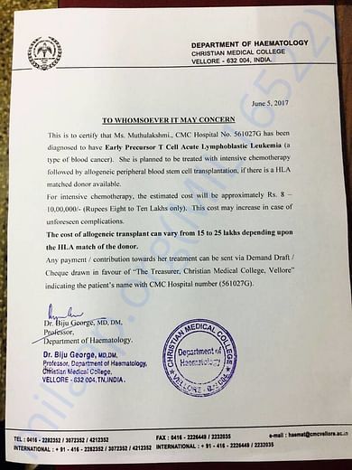 Estimation letter for medical expenses
