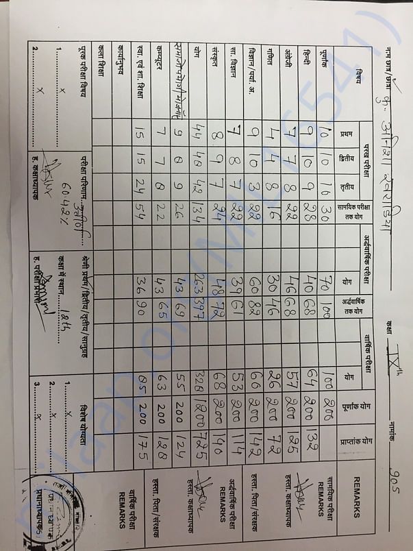 Anisha's Marksheet