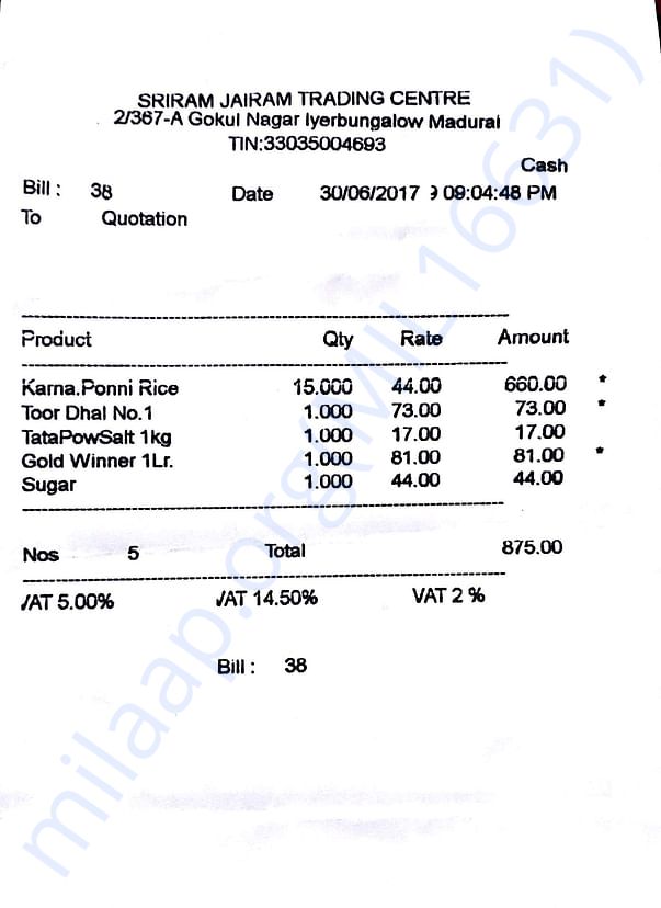 Super Market Quotation for Ration