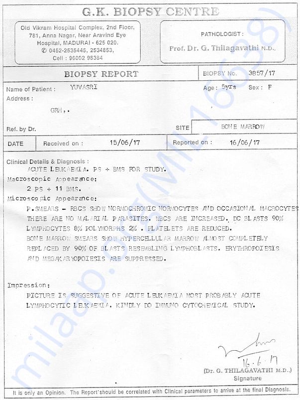 Bone Marrow Biopsy at GK-Biopsy, Madurai