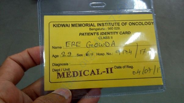Admitted card in Kidwai Hospital, Banglore
