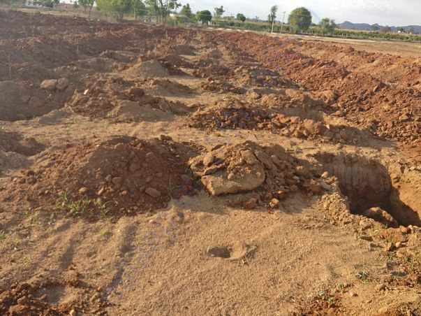 Digging of Pits in the land for mango plantation
