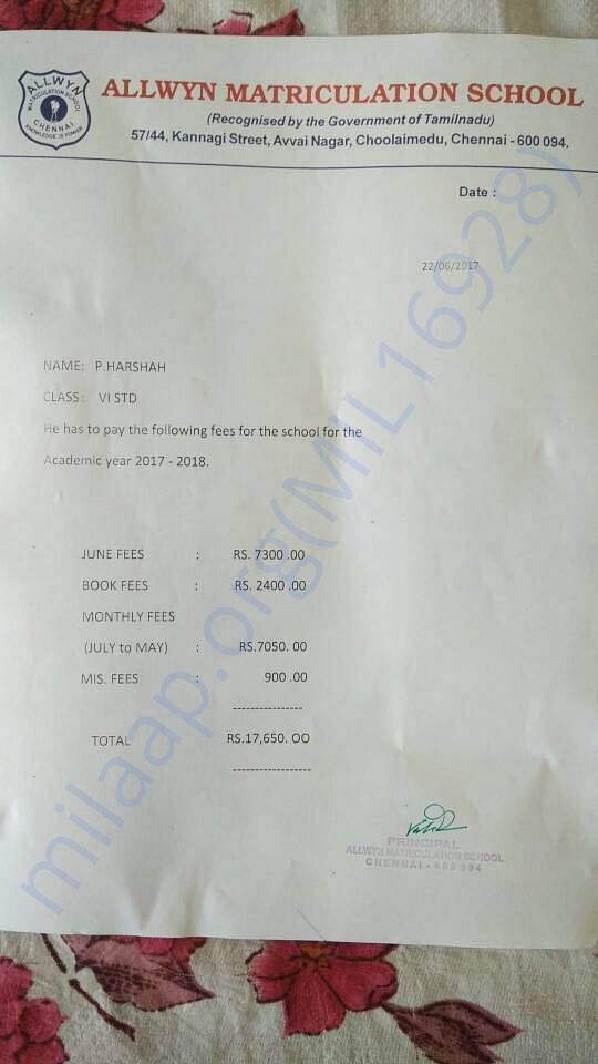 Harshah's fee structure of the year