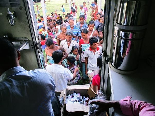 Assam flood relief operation in 2016 at Chirang District (Medicines)