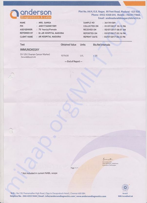 CA-125 Test Report