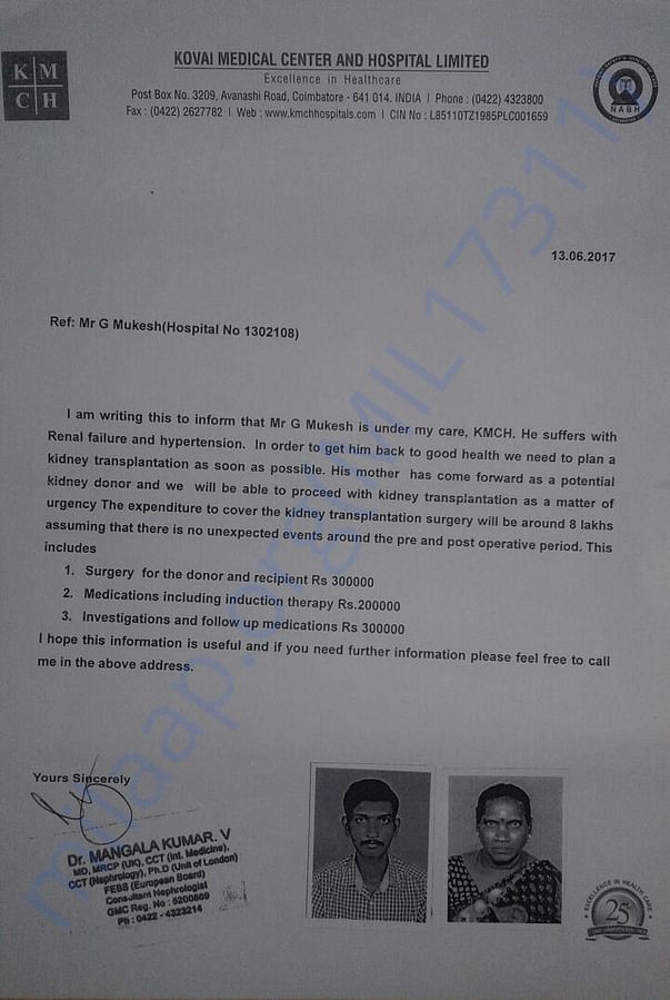 Letter from Hospital