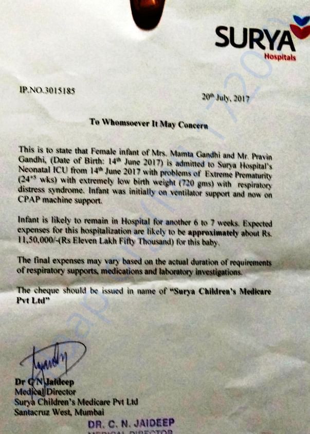 Letter from Hospital