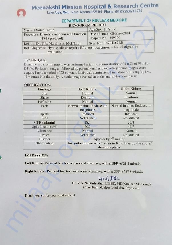 Kidney Function (GFR Value)Reduced at 2014 Doctors didn't take action