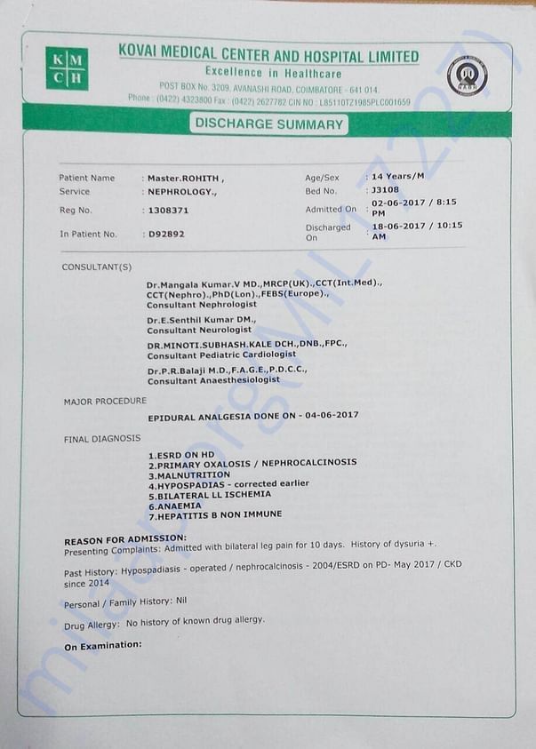2nd to 18th june admitted. Dr. Mangala kumar given better treatment