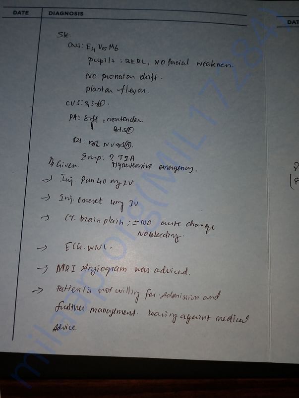 Summary from Hospital