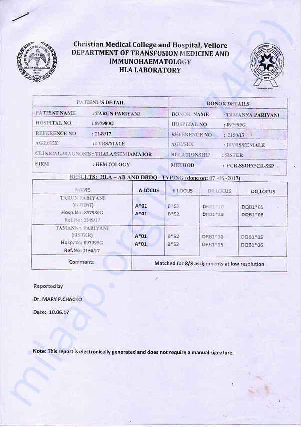 This report of my child.
