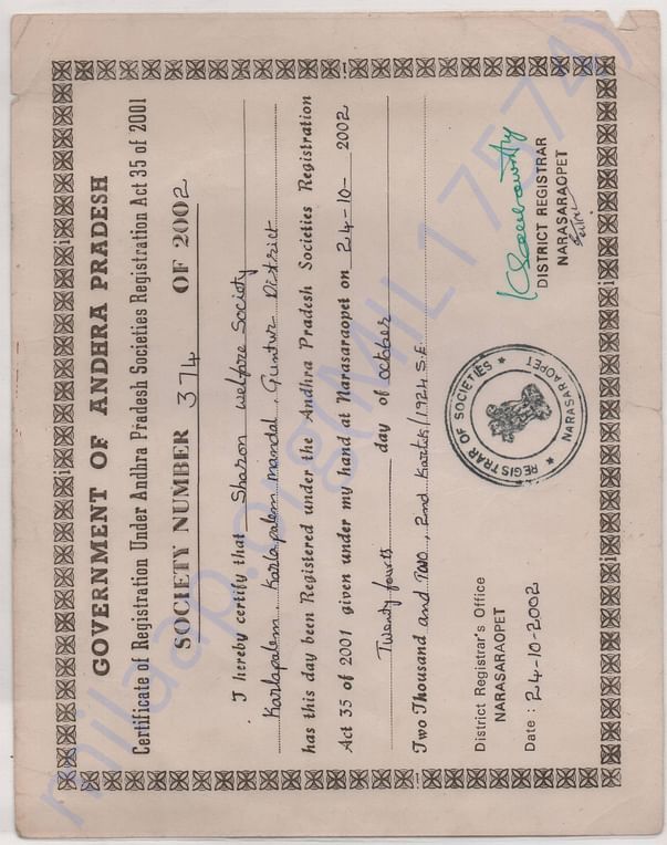 Registration Certificate