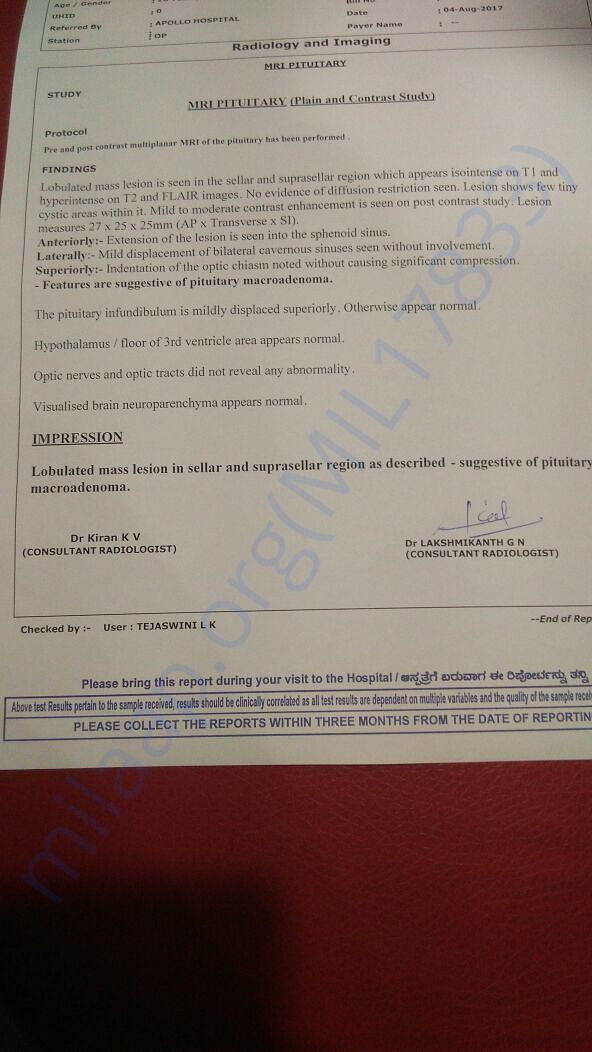 Report of MRI