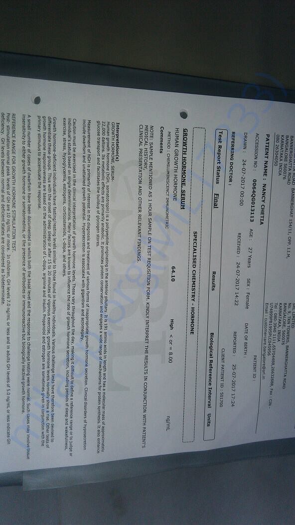 Report for growth hormone increase