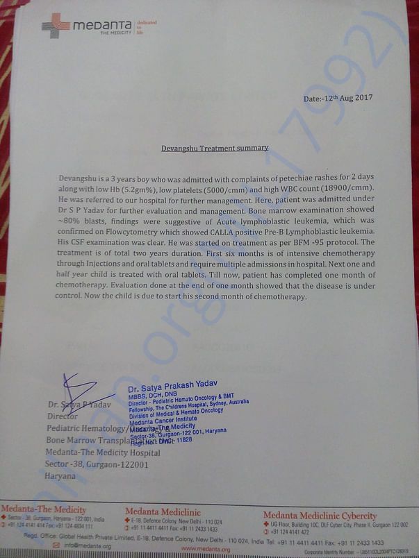 CASE SUMMARY OF DEVANGSHU TREATMENT