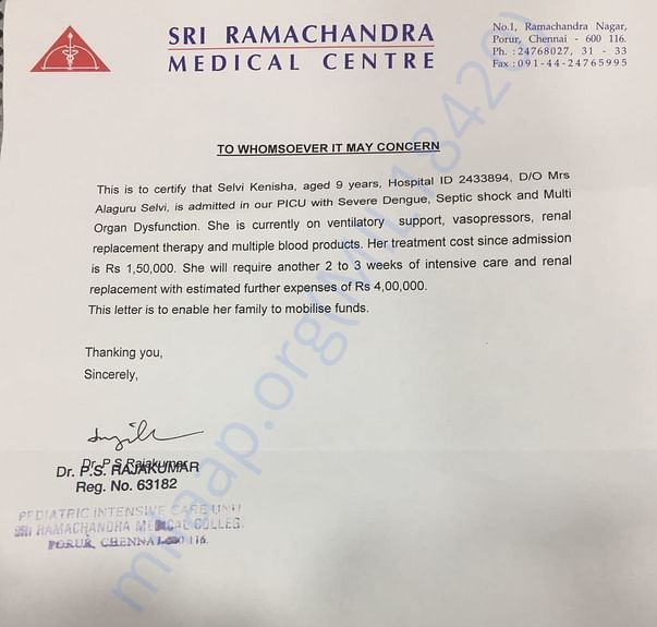 Letter from Hospital