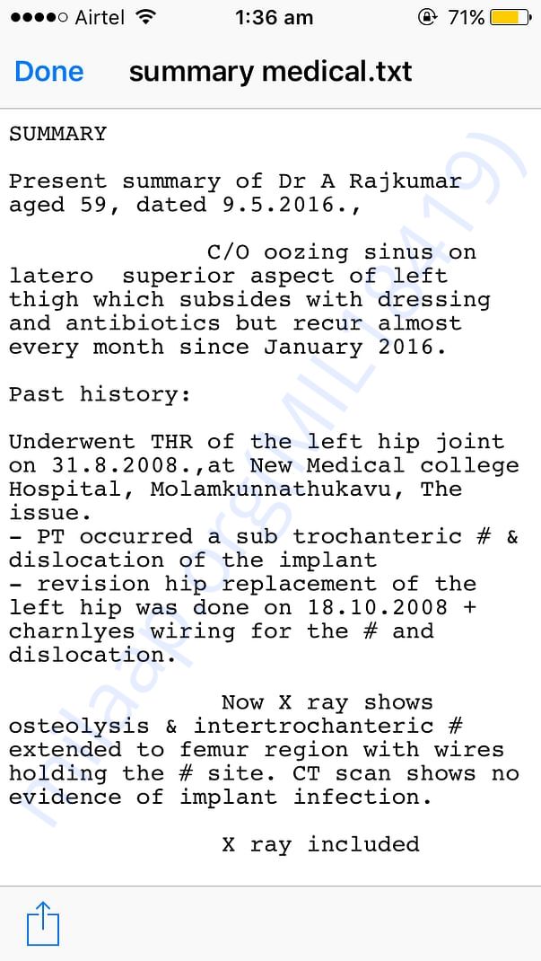 Medical summary