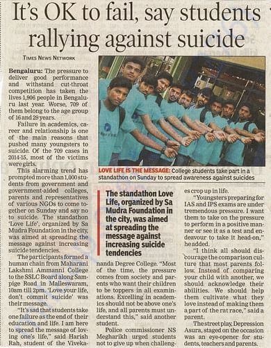 Campaign to spread awareness against suicide