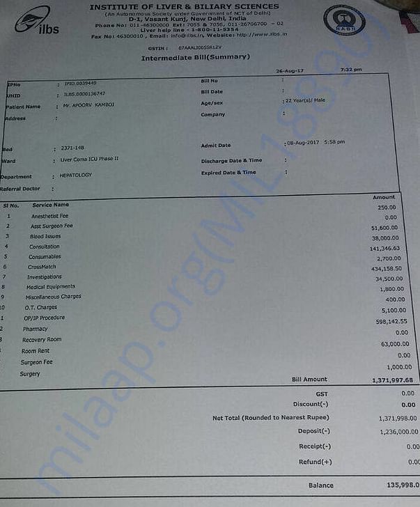 Expenses r goin high,v already hv a bill of 13 lacs.Need more, plz hlp