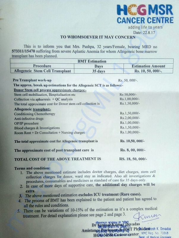 Cost Of Bone Marrow Transplant